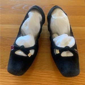 Tod’s Womens Ladies Black Suede Tassel Front Ballet Flats Shoes Sz 37.5